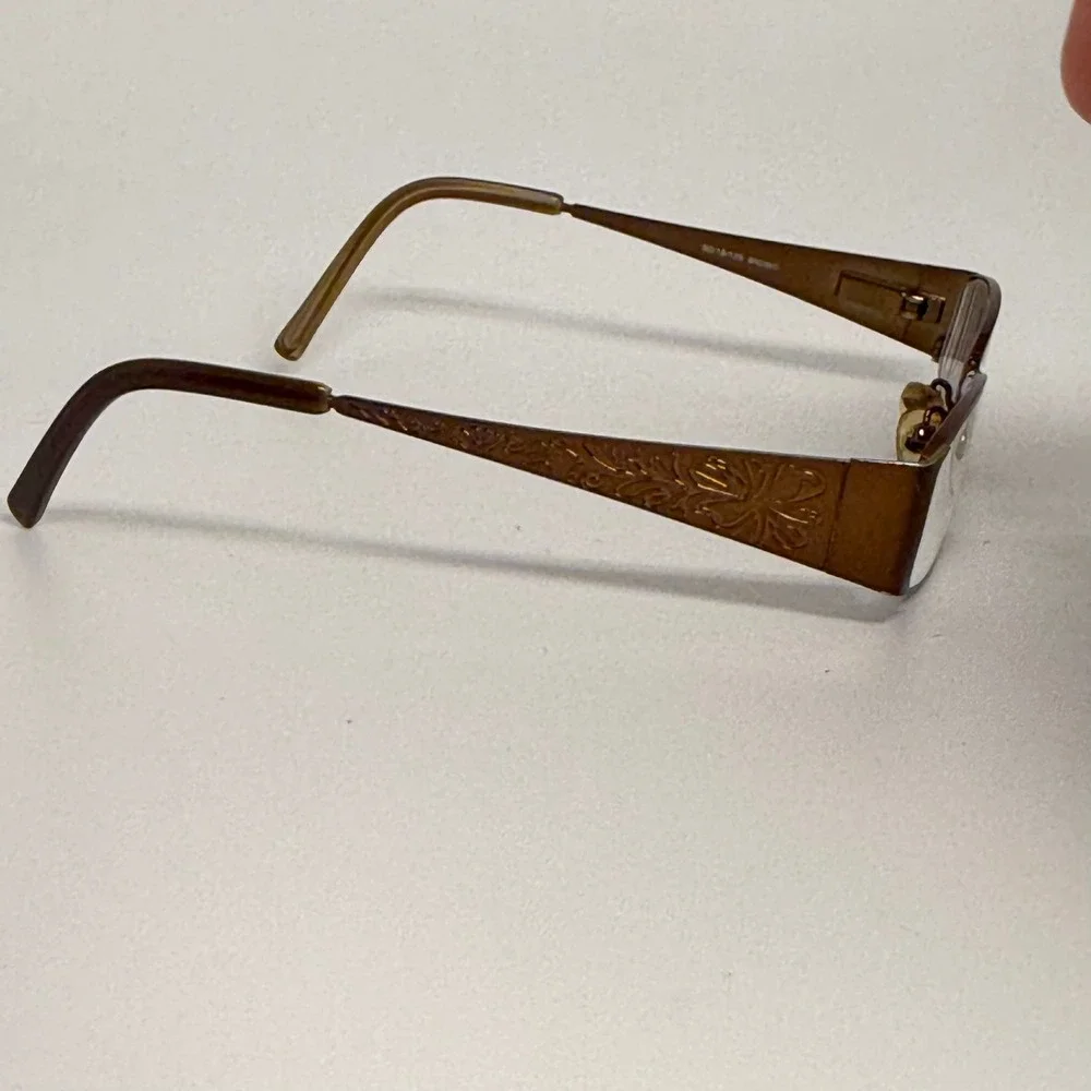 Seventeen SV5936 Brown Floral Etched Rectangular Eyeglass Frames 50-16-135